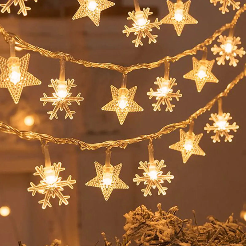 Luzes de Led com formato de flocos, pingentes e fadas para árvore de Natal