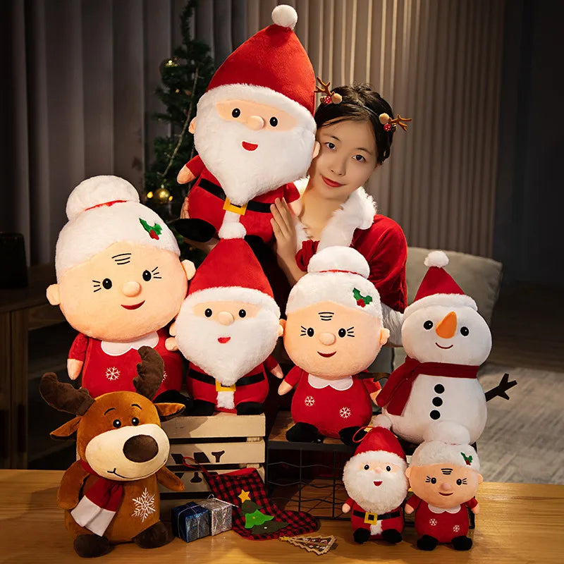Papai Noel, Boneco de Neve, Alce e vovó: bonecos super macios para crianças